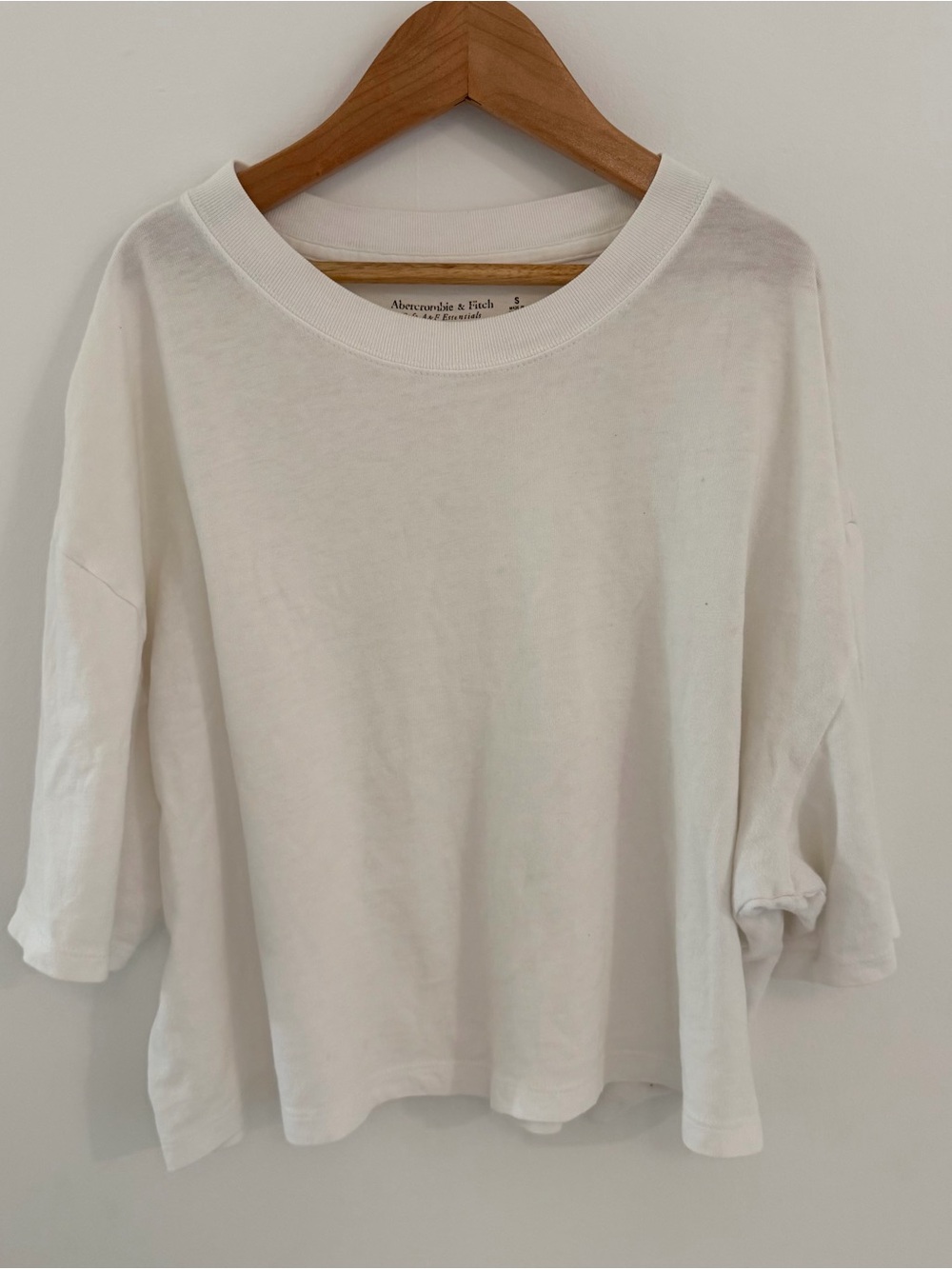 Abercrombie & Fitch White Relaxed Crewneck Top